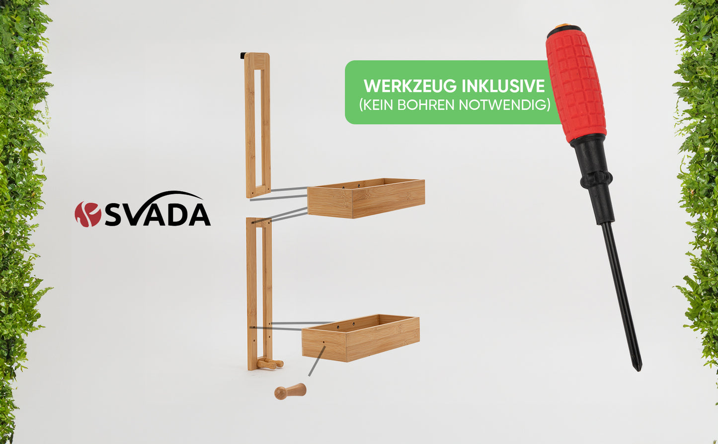 Duschregal hängend Bambus zum Hängen ohne Bohren Duschkorb Duschablage Bad Holz Shampoo Organizer