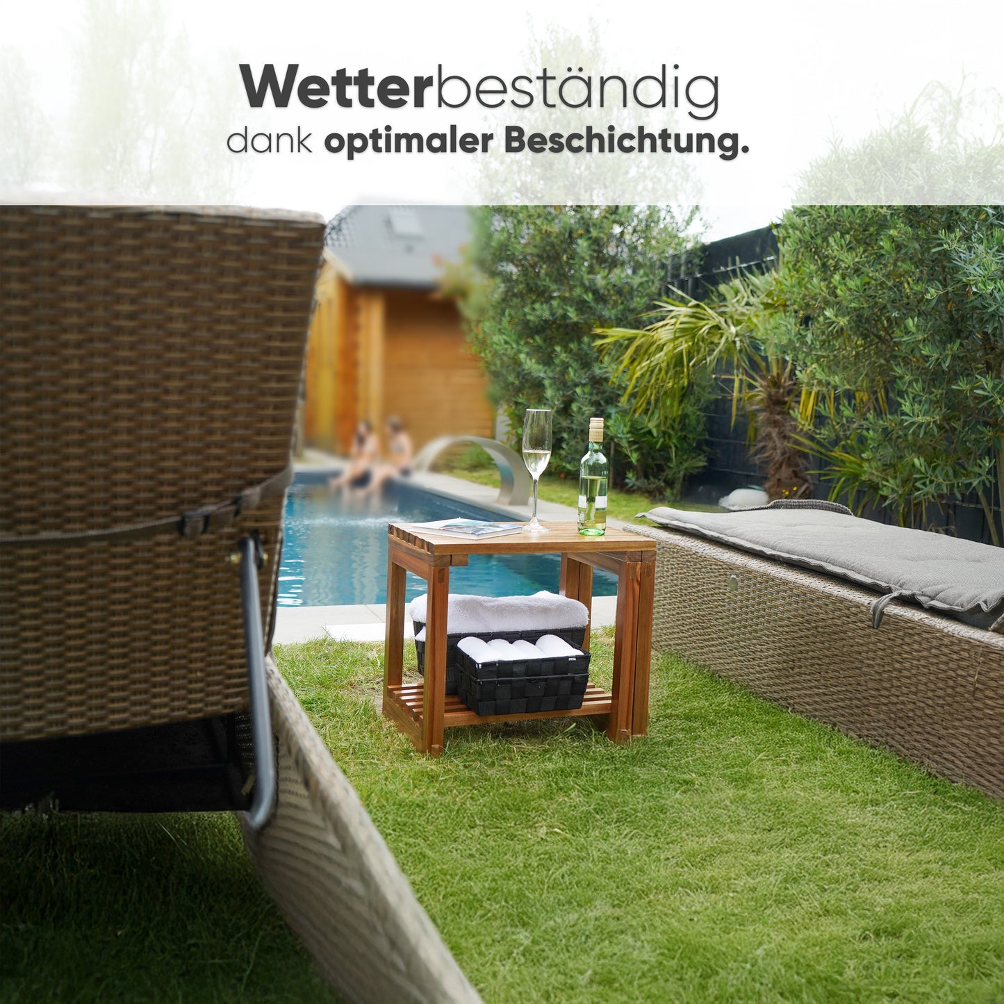 Ausziehbarer Duschhocker aus Akazienholz - Hocker, Bank & Beistelltisch aus Holz - vielseitig - outdoor - indoor