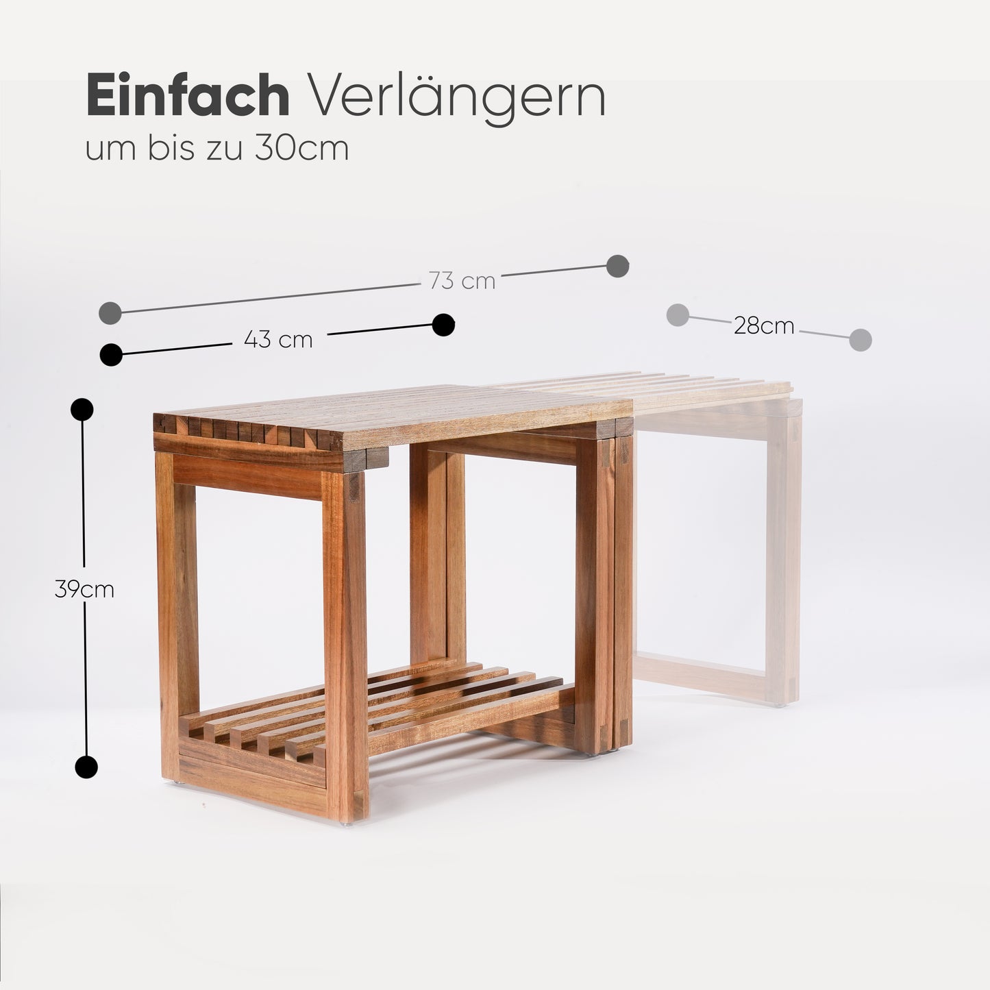 Ausziehbarer Duschhocker aus Akazienholz - Hocker, Bank & Beistelltisch aus Holz - vielseitig - outdoor - indoor